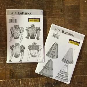 Butterick Sewing Pattern 3417 3718 Victorian Blouse Sash Collar Skirt 6-10 UNCUT